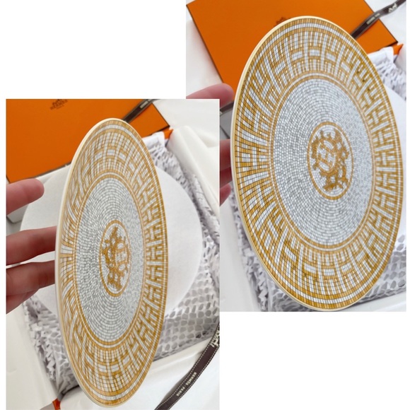 BRAND NEW Hermes Mosaique Au24 Gold Dessert Plate - Picture 6 of 14